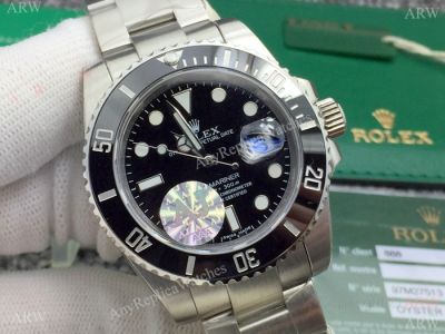 Replica Rolex Submariner Date AJ A7 Stainless Steel Black Dial Swiss 2836 Watch